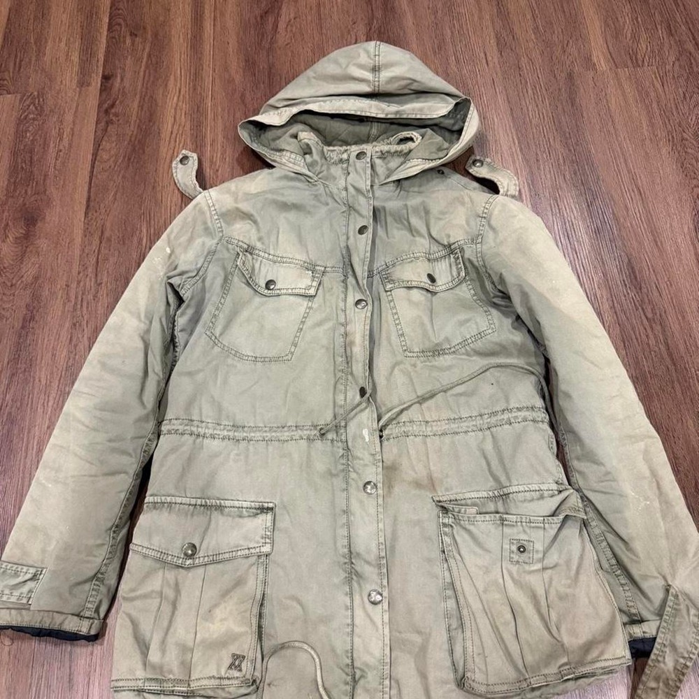 Talula khaki green jacket with hood, women size S
